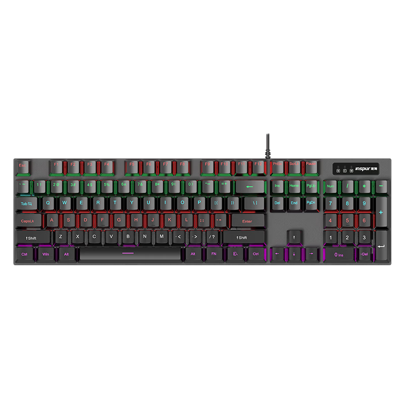 Inspur Mechanical Keyboard [Metal Panel] RGB Backlit 104-Key Red Switch Office Gaming Desktop Laptop Universal