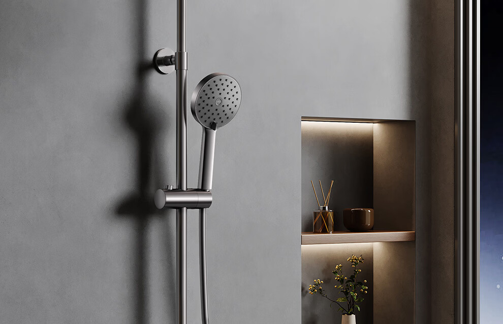 ARROW Gunmetal Gray Shower Set, Solid Brass Main Body, Large Overhead Shower, Handheld Pressurized AE34214SPG 3