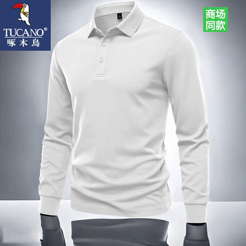 TUCANO Men's Polo Shirt Spring Autumn Long Sleeve Business Casual Large Size Sports Top White 3XL