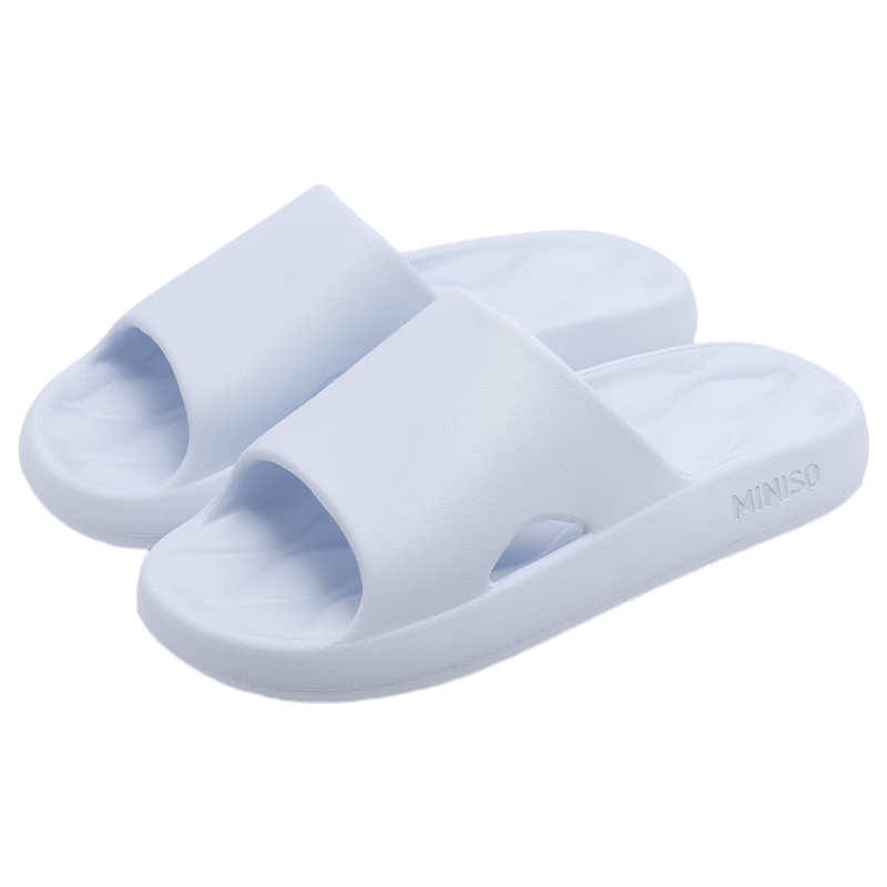 MINISO Women's Summer Slippers 2026 New Indoor Home Bathroom Shower Antibacterial Deodorant Cool Slippers Men's Sky Blue Size 36-37