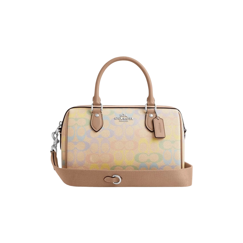 COACH Women's ROWAN Medium Shoulder Boston Bag Sand Yellow CDA90 Gift