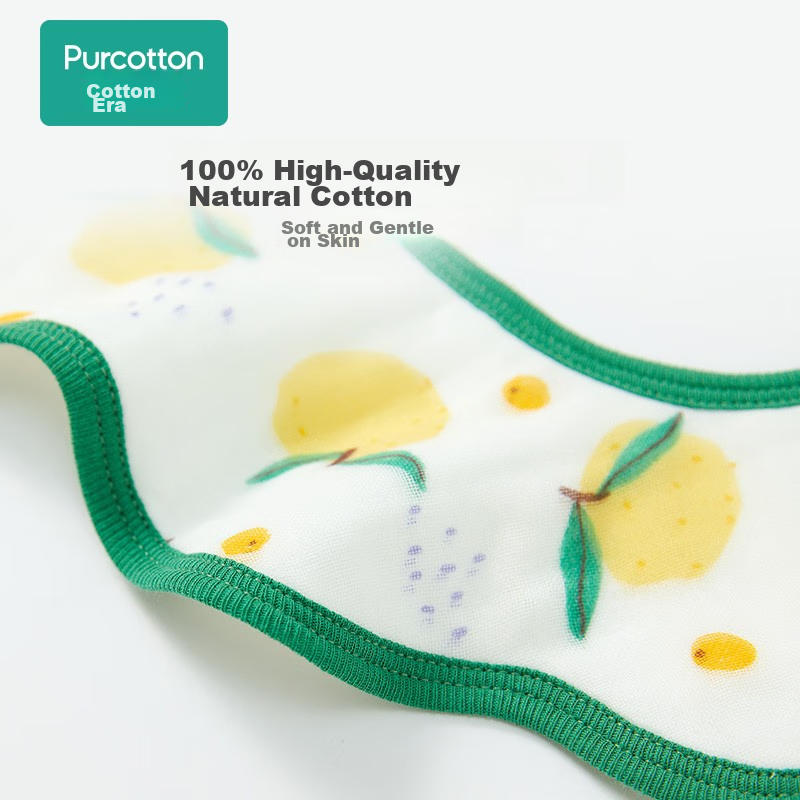 Нагрудник детский PurCotton, муслиновый, 3 шт., для новорожденных, слюнявчик для кормления, хлопок