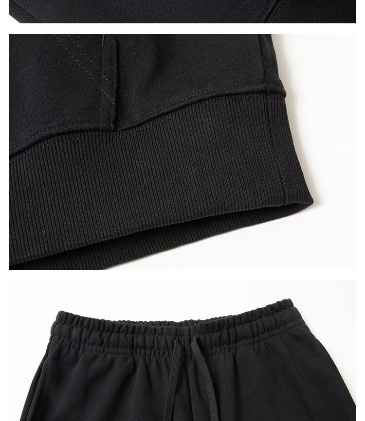 LIMENG Casual Men's Wide-Leg Sports Straight Pants 430g Thickened Sweatpants Unisex Long Pants Black XL 10