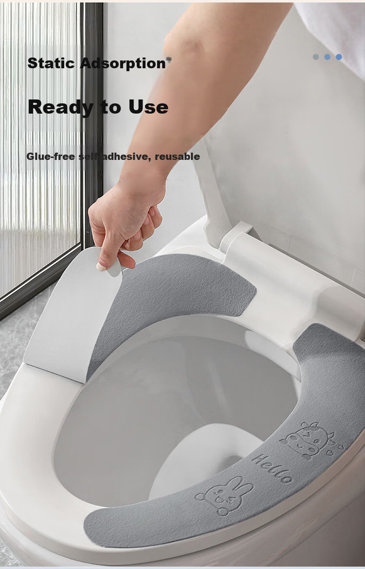 Baoshi Toilet Seat Covers, Static Cling Non-Disposable Toilet Seat Pads, Warm And Universal, 2 Pairs Per Pack 5