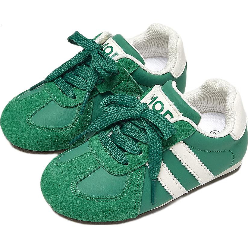 MQD Children's Canvas Shoes, Spring Simple Casual Fashionable Training Shoes, Versatile Boys And Girls Shoes, Bean Green Color, Size 34