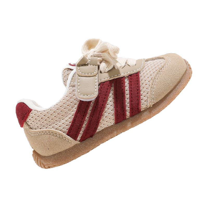 ABC KIDS Children's Casual Shoes, Spring And Autumn Fashion Versatile Sneakers, Soft-Soled Lightweight Walking Shoes, Khaki Wine Red, Size 28