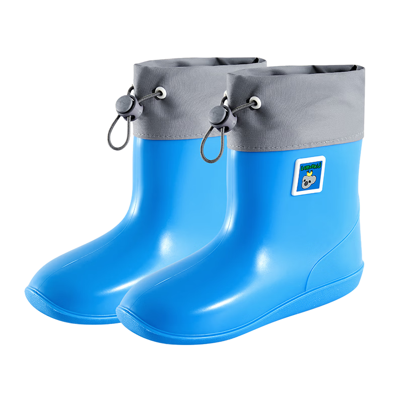Lemon Baby Kids Waterproof Rain Boots Unisex Outdoor Non-Slip Water Shoes with Drawstring Closure, Blue, Size 20