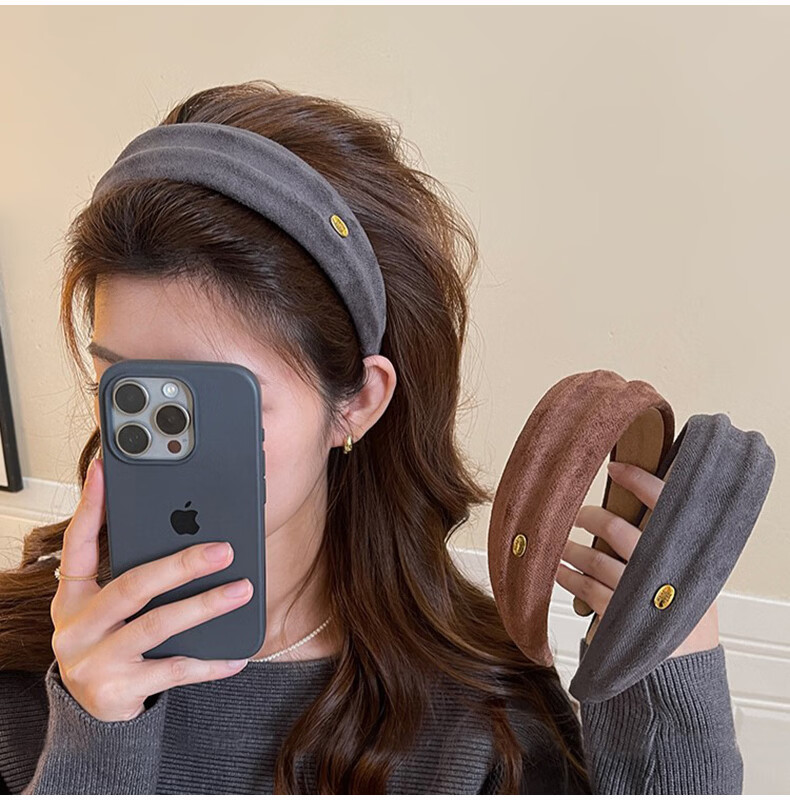 YeFeiLi Hong Kong Style Suede Wide Headband Women High-End 2026 New Hair Accessories Elegant Hair Hoop Heightening Crown Hair Clip Hair Ornament 8