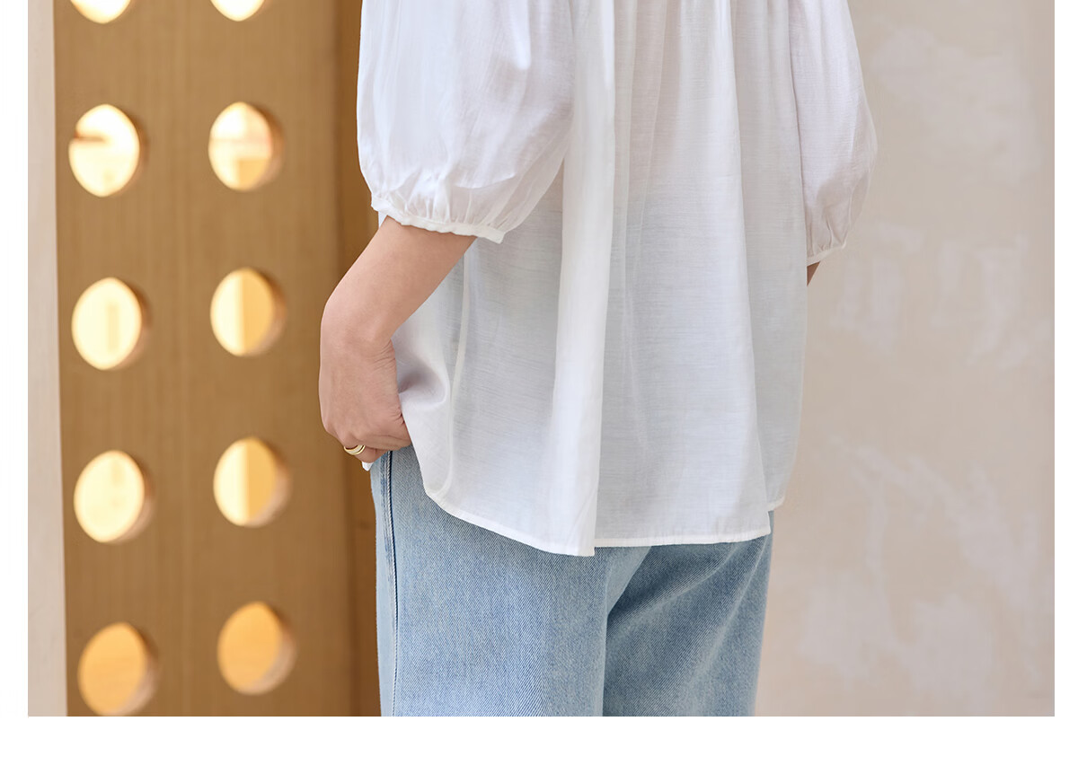 Halo Queen Women's Short Sleeve V-Neck White Shirt Summer Interview Professional Commuter Blouse H52S013 39