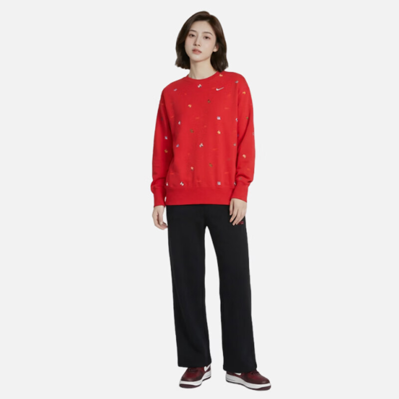 NIKE Women's Spring and Autumn Sweatshirt Casual Horse Year Limited Edition New Pullover IQ3825-657 Red XL
