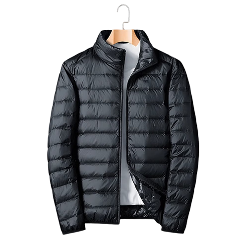 DESSO Tangshi Group Lightweight down Jacket for Men, Autumn And Winter Short Coat, Stand Collar, Solid Color, Cold-Resistant Menswear, Black, XL