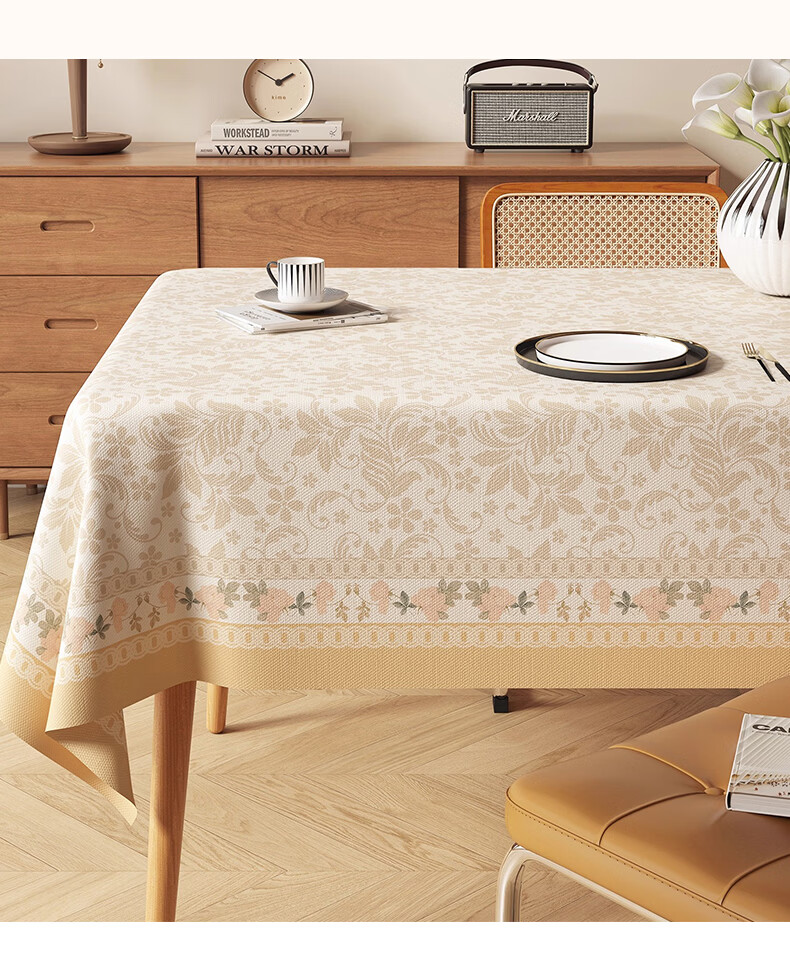 MUJI PVC Waterproof Oil-Resistant Tablecloth High-End Luxury Rectangular Home Tea Table Cover 140*180 Xihe 6