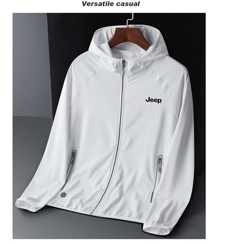 JEEP Men's Sun Protection Shirt, Summer Outdoor Casual Quick-Dry Breathable Top, Skin-Friendly Clothing, Light Gray, Size L 9