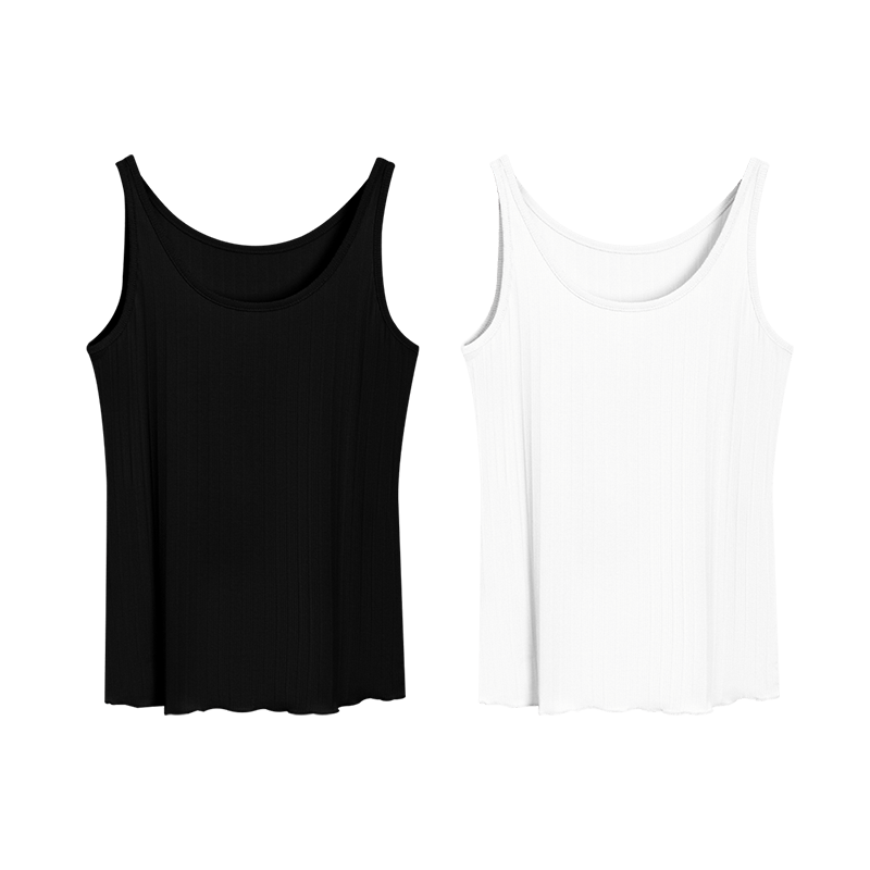 Hodo 2-Piece Set of Women's Solid Color U-Neck Camisole Tank Tops, Slimming Inner Wear, Suitable for Outer Wear, Camisole Set Two, 175/100