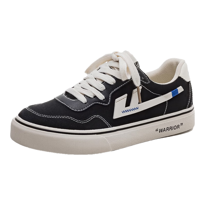 Warrior Official Women's Canvas Shoes 2026 Spring New Retro Versatile Sports Sneakers Black/Beige Size 39
