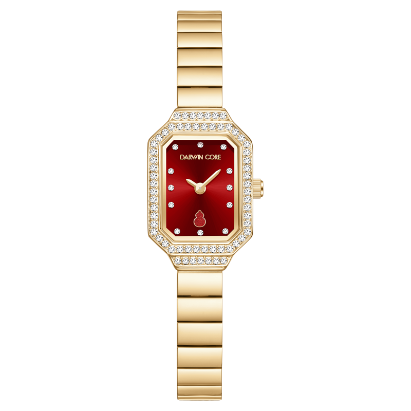 Darwin Core Daiwenke Small Golden Jade Red Diamond-studded Starry Sky Vintage Women's Watch Premium Niche Birthday Gift for Girlfriend