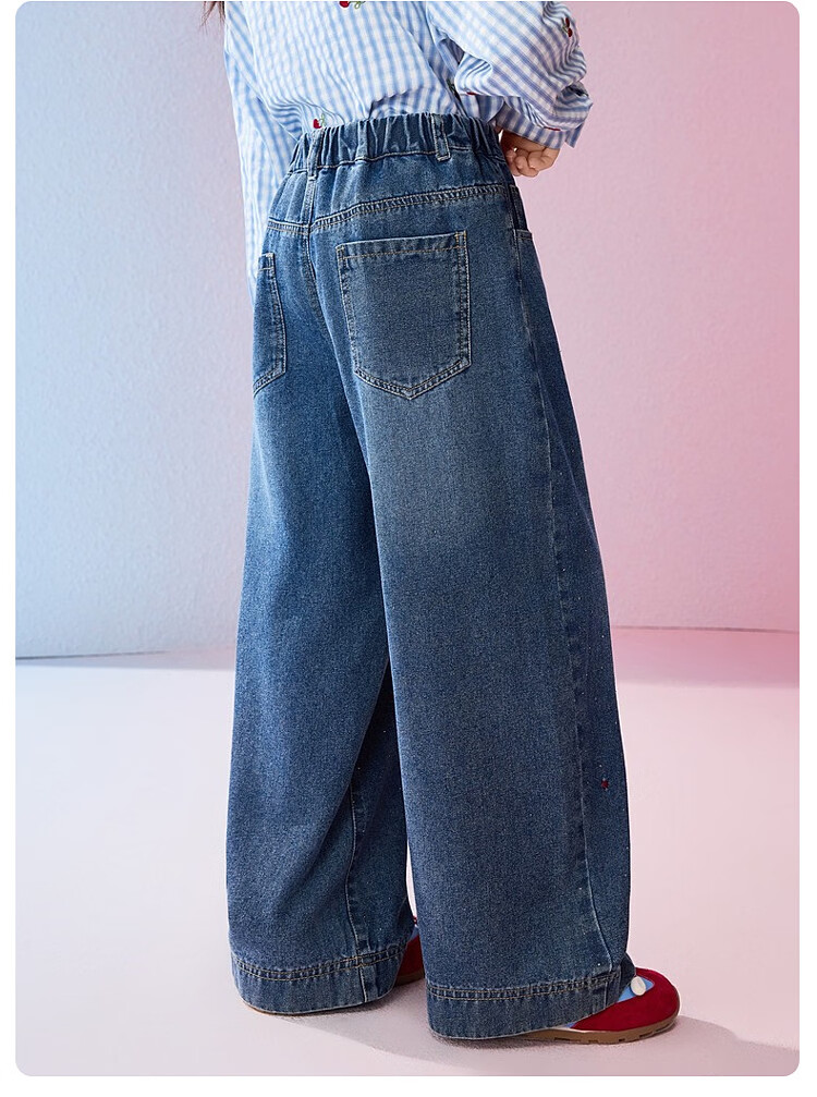 ASK JUNIOR Kids Pants 2026 Spring New Fashion Embroidered Denim Jeans Girls Slight Flared Casual Skin-Friendly Trousers 8
