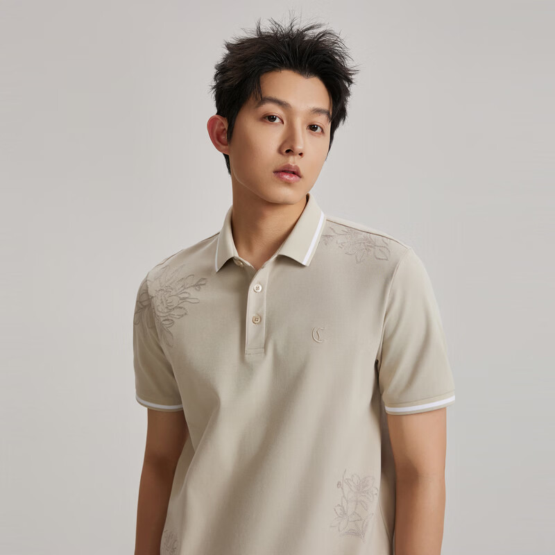 CABBEEN 200G Sorona Cool Touch Pique Polo Shirt Men Solid Color Embroidered 2026 Spring Short Sleeve Breathable Polo Shirt