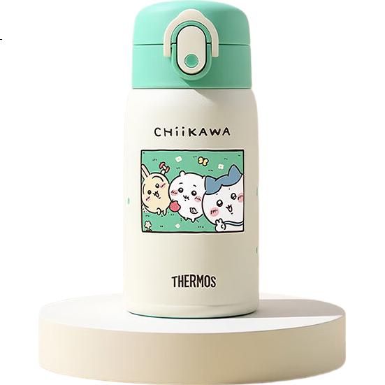 Детская термобутылка THERMOS Chiikawa, с прямым питьевым носиком и защелкой, 280 мл, зеленая