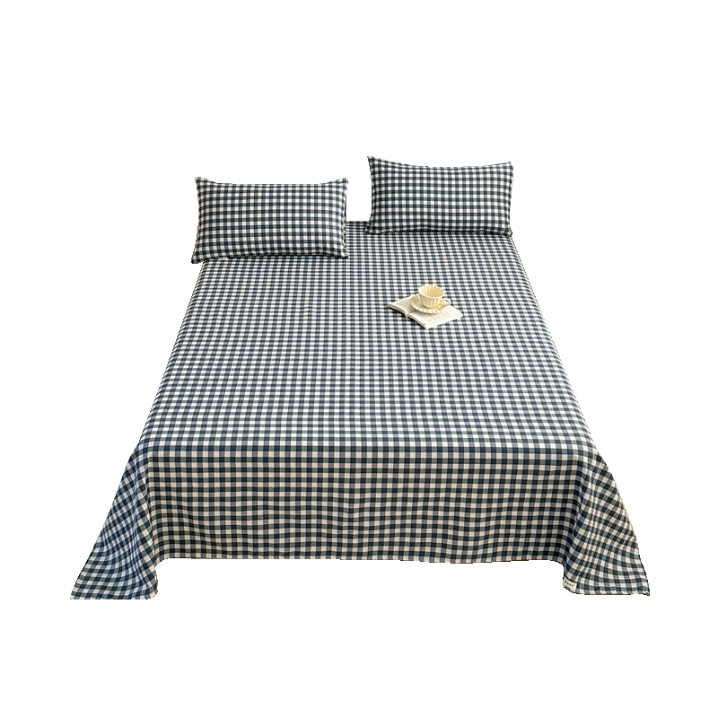 Hodo Rustic Fabric Bed Sheet Single Piece Double/Single Bed Sheet Four Seasons Skin-Friendly Bedding Bedspread 240*230cm Light Blue