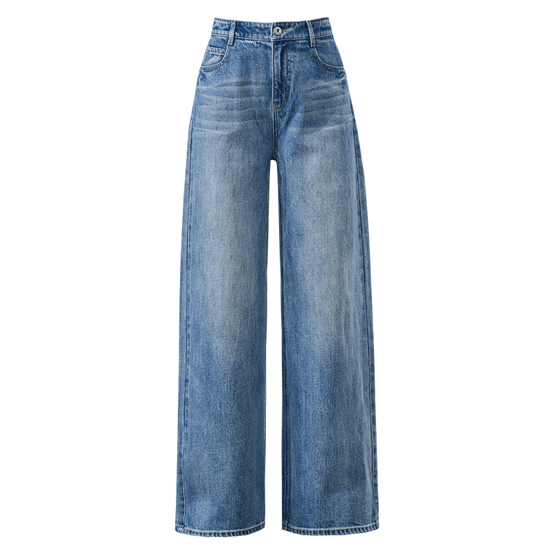 ESE-Y Slim Fit Wide Leg Pants Women Spring 2026 New Lightning Wash Vintage Twill Denim Straight Leg Jeans Blue 31