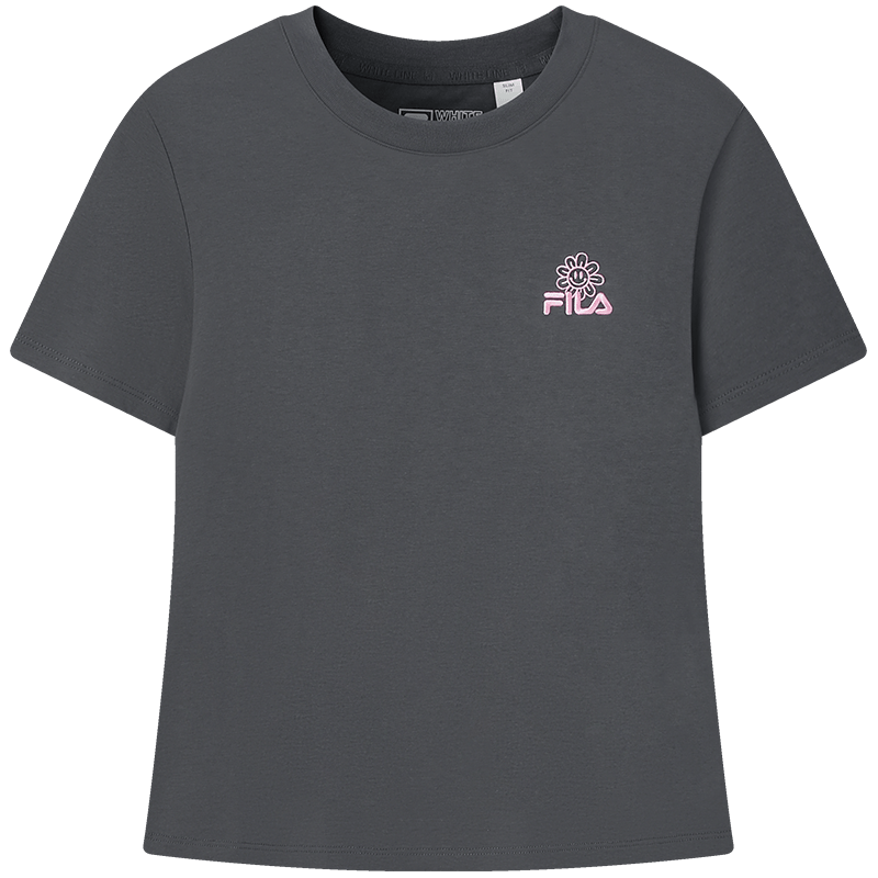 FILA Official Women's Knitted Short Sleeve Shirt 2026 Summer Casual Slim Fit Cool Cotton Cropped T-Shirt