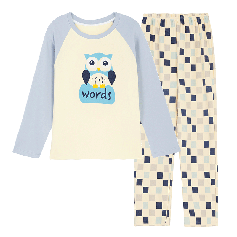 Hongdou Kids Pajamas Class A Set Pure Cotton Antibacterial Underwear Large Boys Teen Junior High School Student Homewear Set