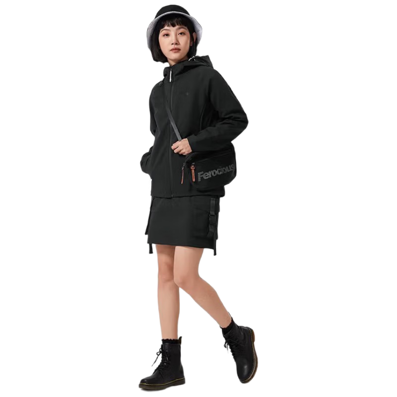 CAMEL Outdoor Men's Fleece-Lined Thickened Softshell Jacket with Hood, Water-Repellent and Windproof Running Coat for Women, Spring and Autumn