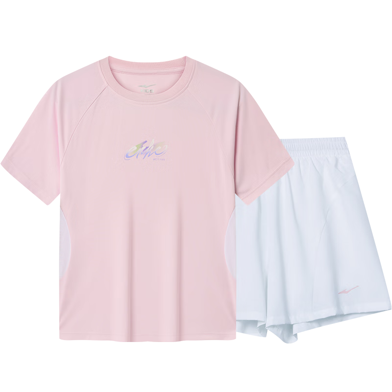ERKE Kids Girls Short Sleeve Set UV50+ Four-Way Stretch Sun Protection Sports Set Hibiscus Pink 150