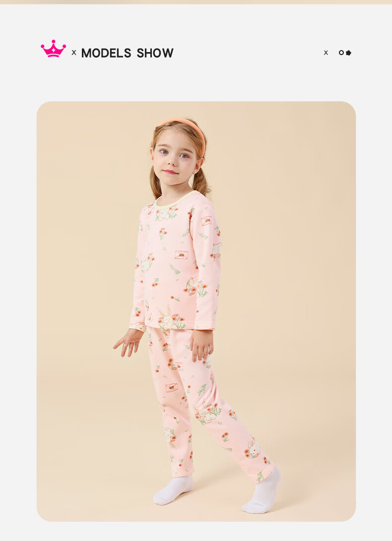 DEESHA Kids Thermal Underwear Set Girls Three-Layer Quilted Autumn Clothes Autumn Pants Pajamas Winter Thickened School Uniform Essential 3