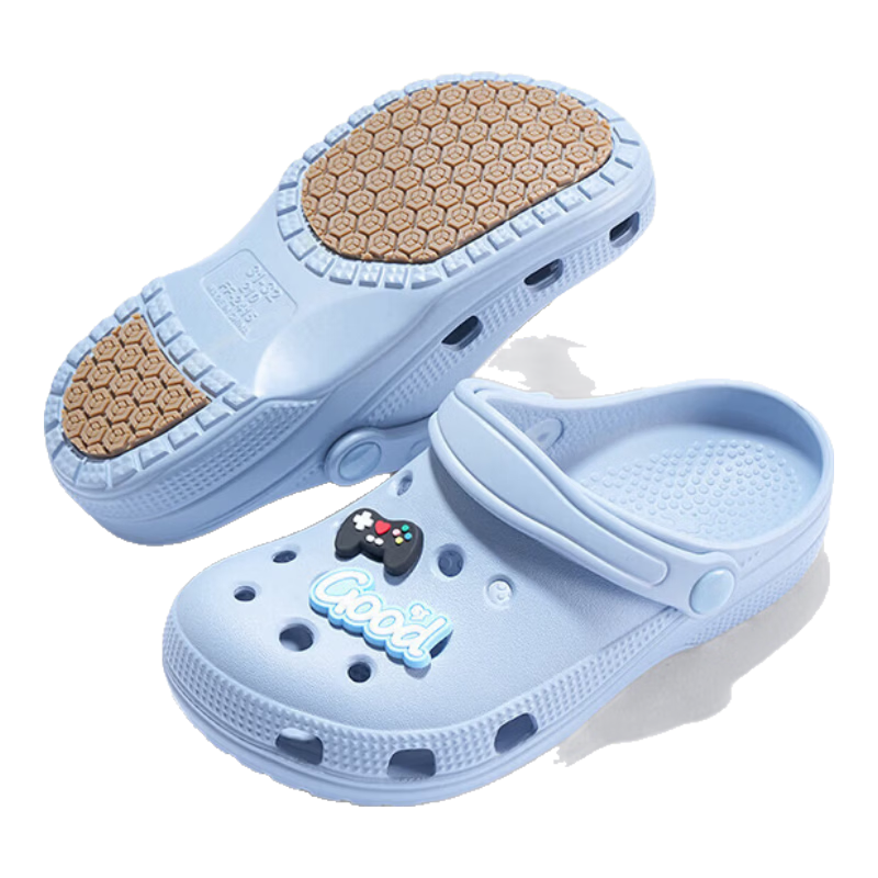 JD Original [Professional Non-Slip] EVA Children's Slippers, 3-6 Years Old Kids' Clogs, Children's Sandals, Summer Blue, Size 27-28
