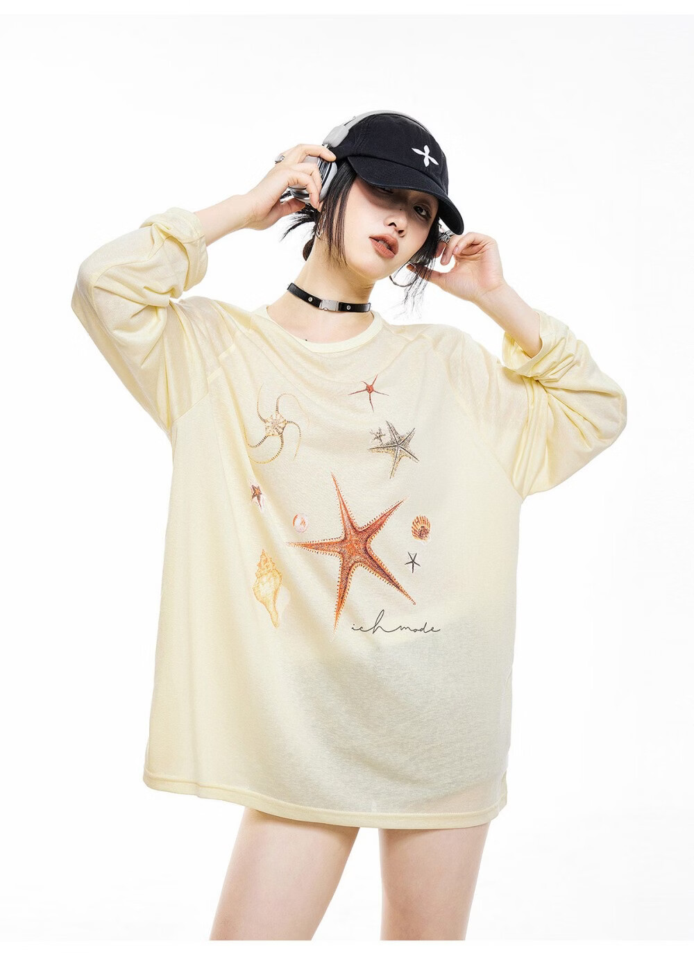 ICH MODE American Style Lightweight Cooling Physical Sunscreen Cover Shirt Women Summer New Loose Long Sleeve T-Shirt White S 15