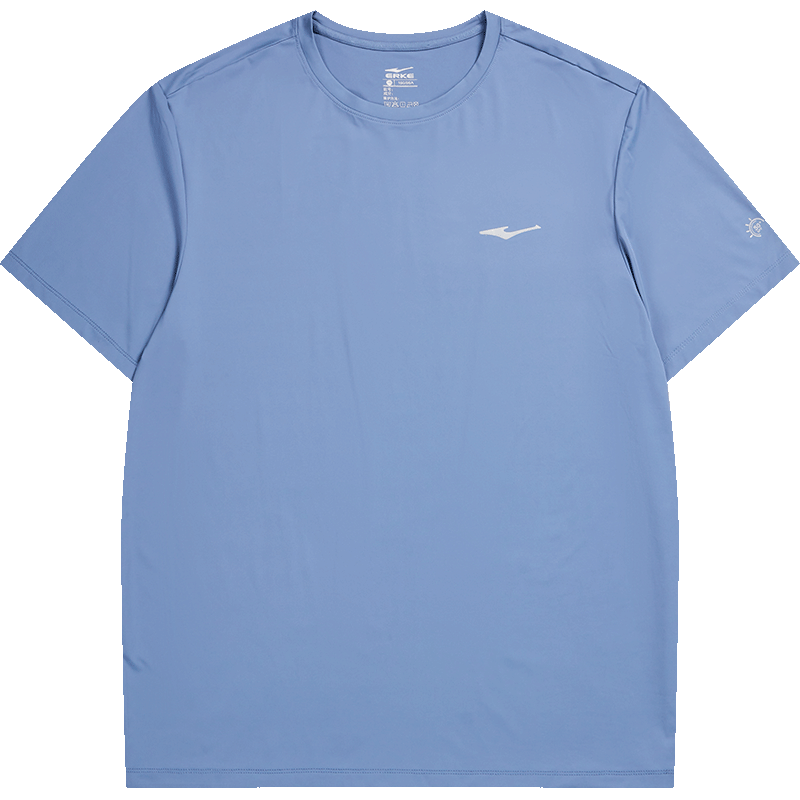 Erke Men's Sunscreen T-Shirt Summer New Sports Short Sleeve Moisture-Wicking Solid Color Running Casual Top
