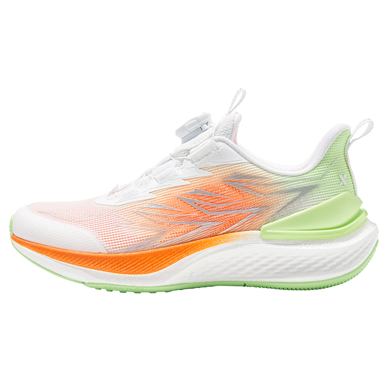 XTEP Youth Rapid Boys' Technology Lightweight High Rebound Sports Running Shoes Classic White/Warm Orange/Acid Green Size 38