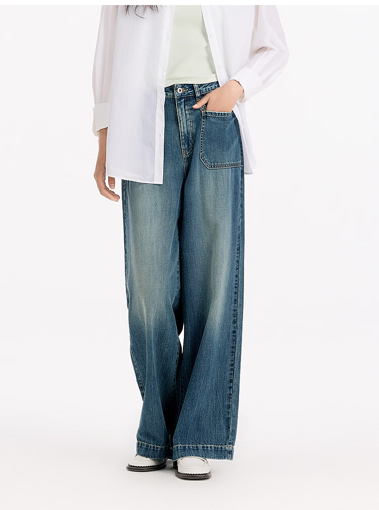 Semir Senrou | Women's Jeans, Summer Moisture-Wicking Cool-Feeling Linen Long Pants, Distressed Wide-Leg Pants 103325124005A 22