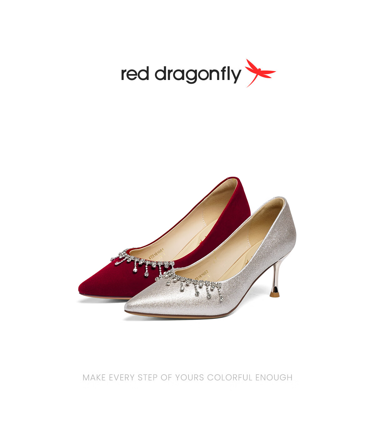 RED DRAGONFLY Wedding Shoes 25th Anniversary New Thin Heel Comfortable Rhinestone High Heels Bridal Wedding Dress Single Shoes WTB35081 Gold Size 38 1