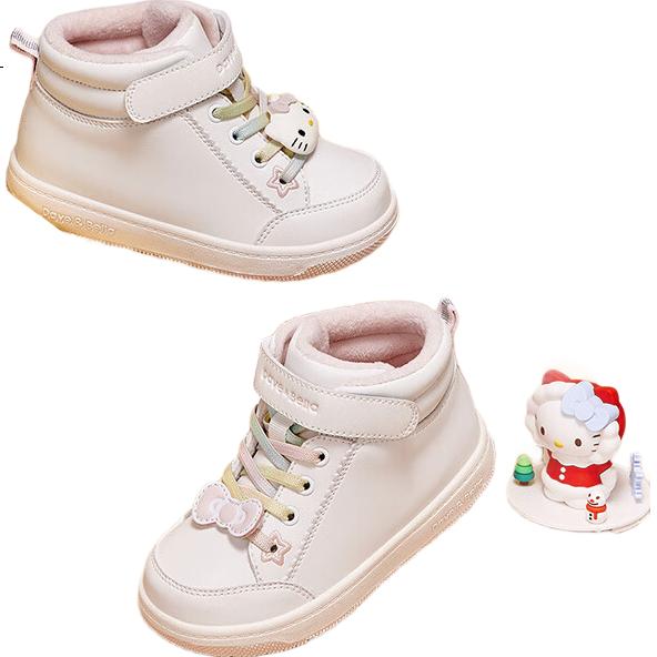 DAVE & BELLA Hello Kitty Collaboration Girls' Sneakers, Baby Shoes, Fleece-Lined Winter Walking Shoes