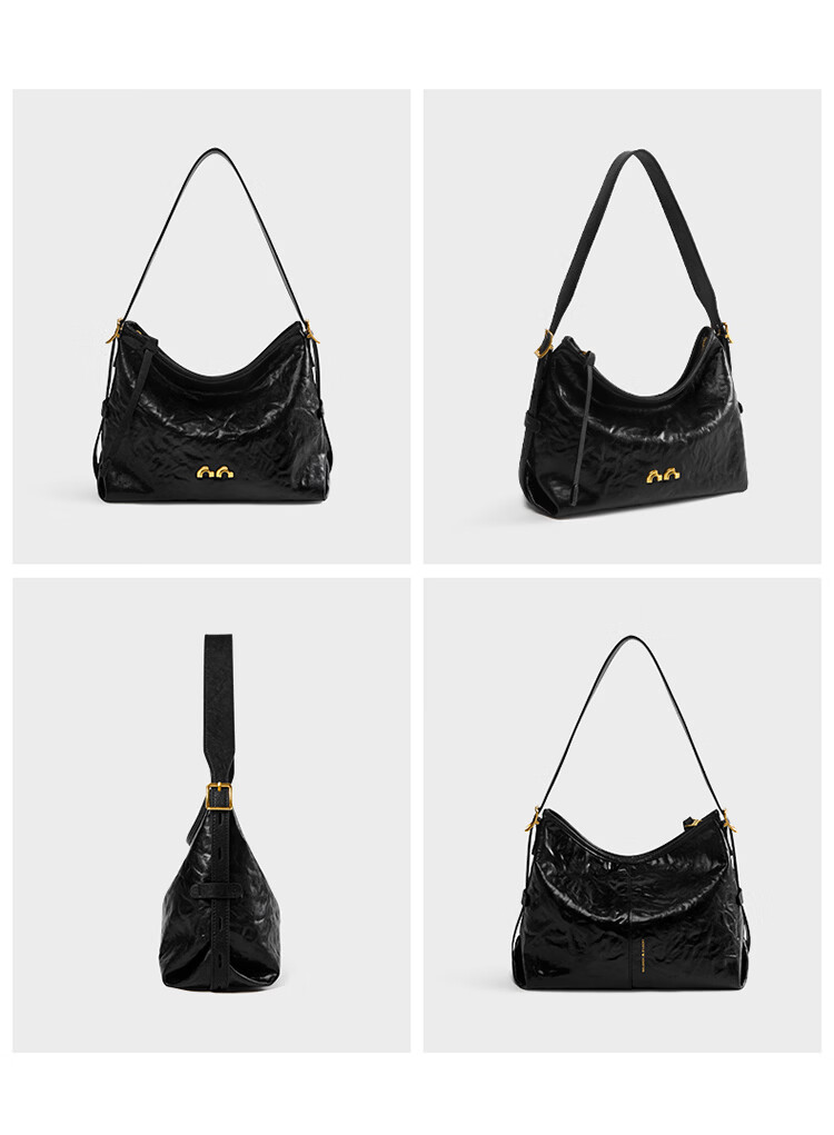 Nalandu [Dong Xuan Same Style] Black Stone Hobo Bag New Cowhide Underarm Shoulder Bag Birthday 38 Goddess Festival Gift 18