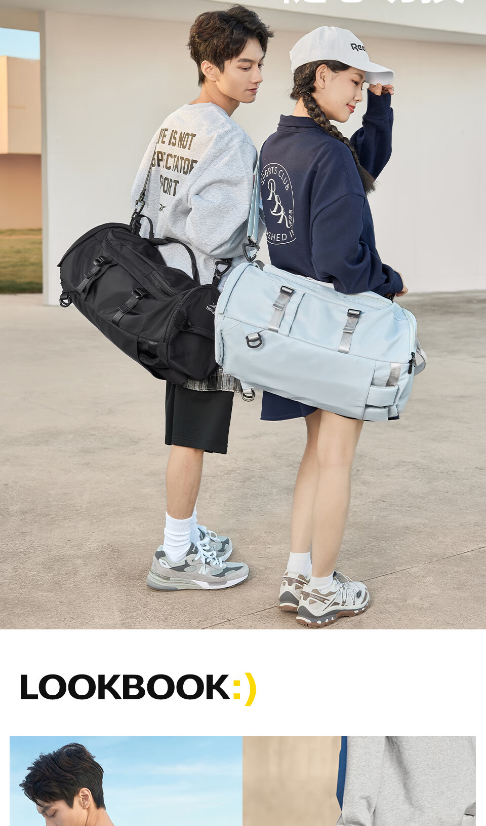 Reebok Men's New Water-Resistant Sports Backpack Large Capacity Travel Handbag Light Gray 10