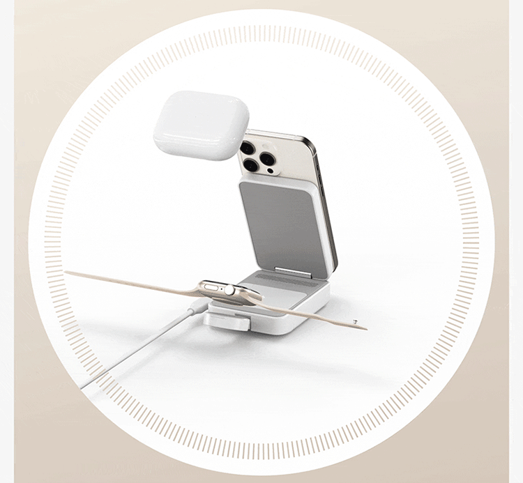 ANKER MagGo 3-in-1 15W Magnetic Wireless Charger Foldable for iPhone 17 Pro Max, Apple Watch, AirPods - White 5