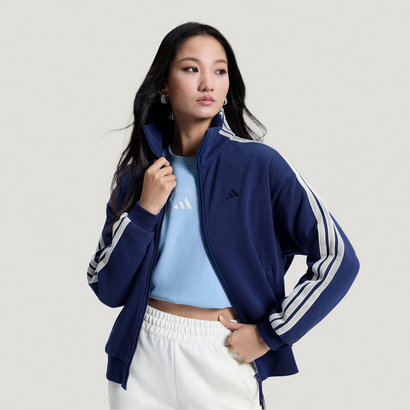 Adidas Women's Sports Style Series FAV FT 3S JKT Sports Casual Jacket KS2816 Dark Blue L 1