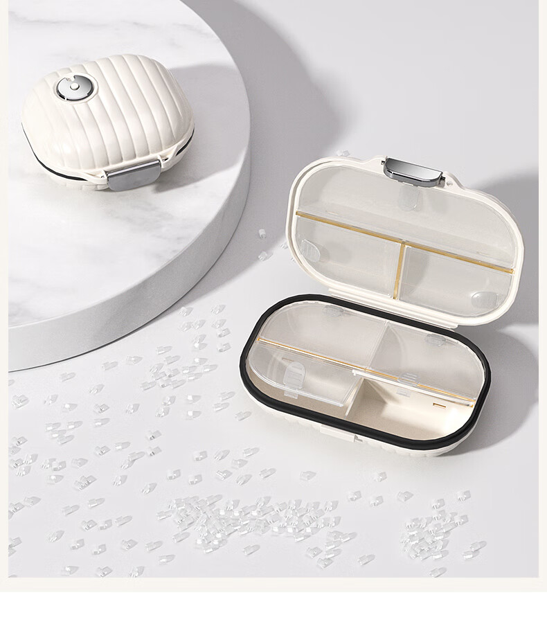 Baicaoyuan Portable Pill Organizer, Weekly Dosing Box, Seven-Day Travel Pill Dispenser, Personal Medicine Container, Sealed Moisture-Proof Large Capacity 12