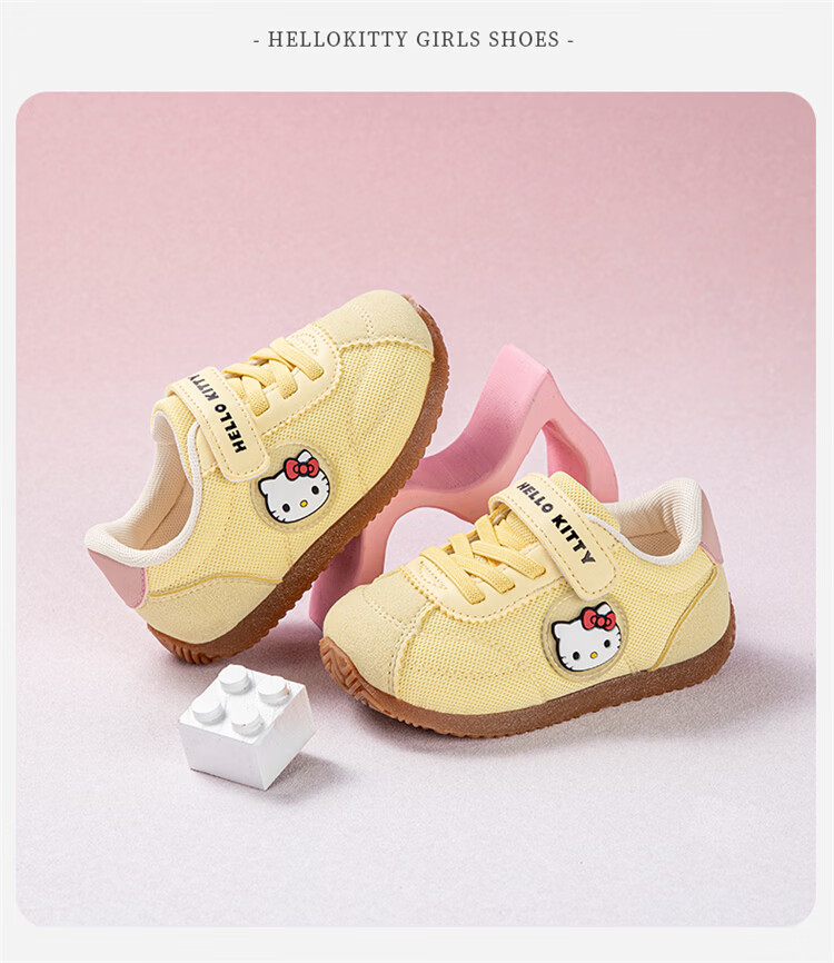 Hello Kitty Kids Girls Toddler Classic Retro Casual Lightweight Comfortable Sports Shoes 6116 Yellow Size 28 10