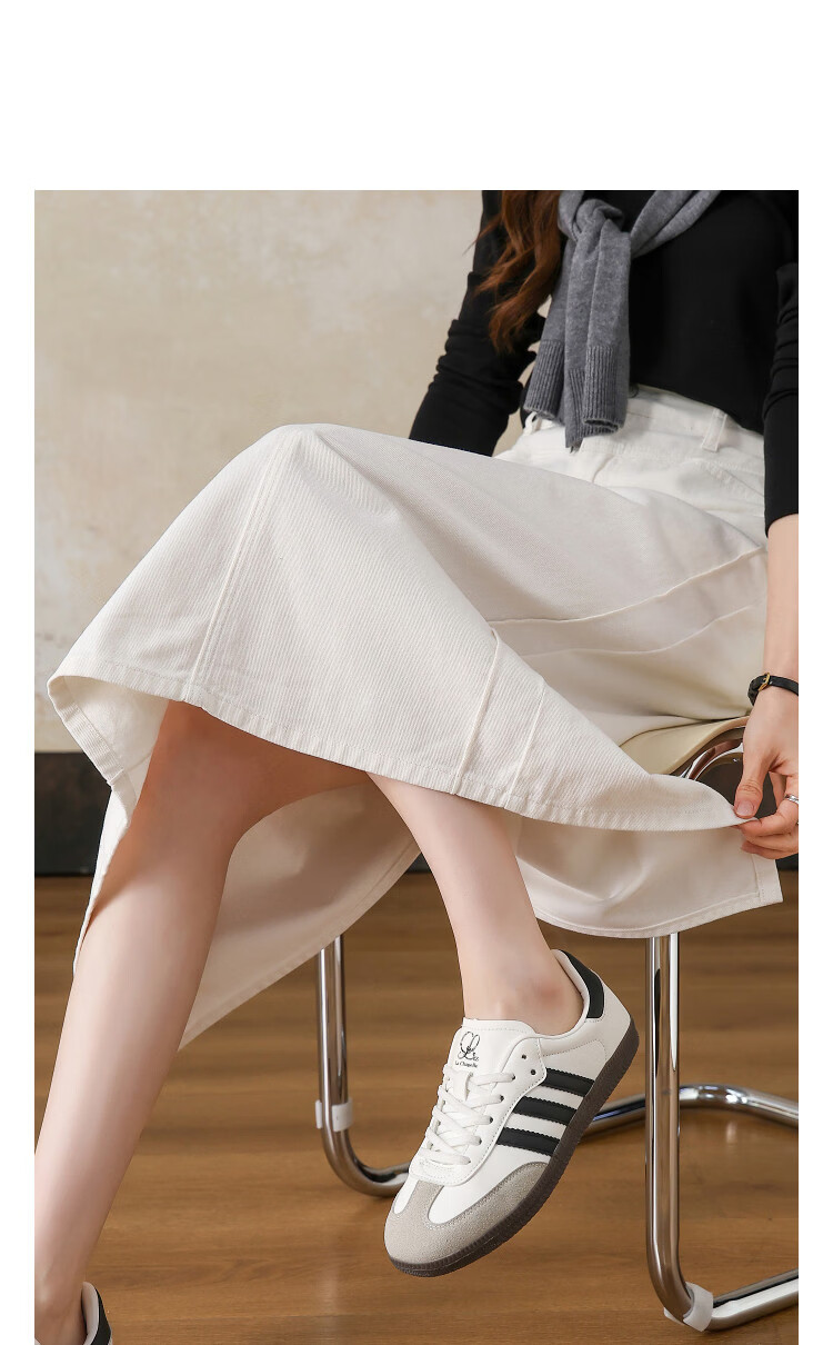 Demana [Cloud Soft 100 Cotton] Spring Simple Style Embroidered Slit Straight Small Female Denim Skirt 10