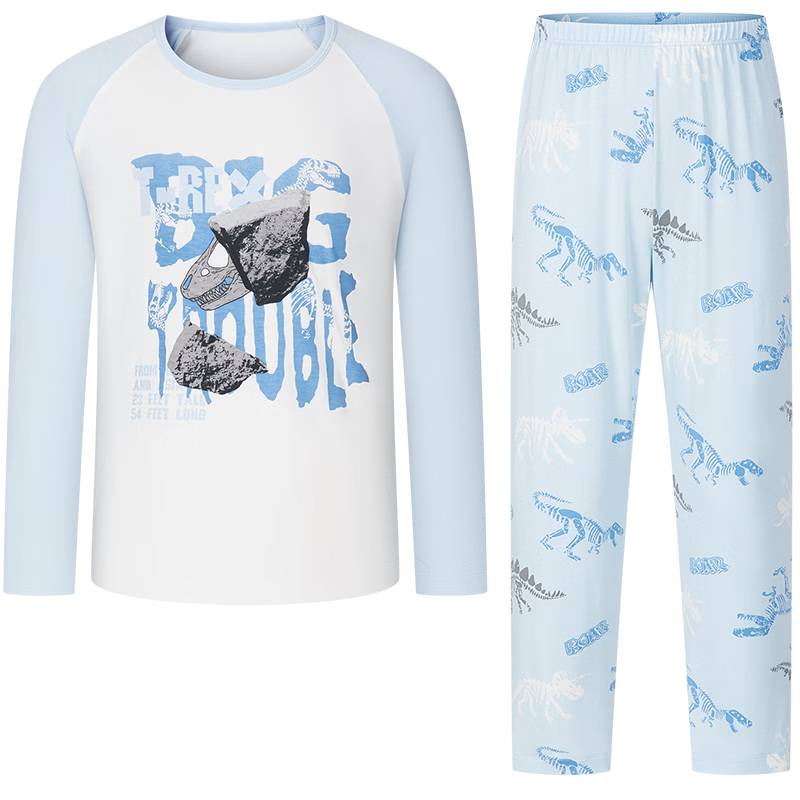 AIMER KIDS Lenzing Modal Boys' 3A Antibacterial Dinosaur Pajama Set 130