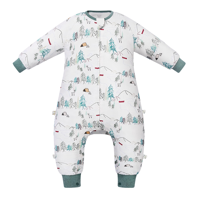 Nest Designs Baby Sleeping Bag Bamboo Cotton Gauze Four-Layer Breathable All-Season Toddler Legged Anti-Kick Quilt Forest Path Size 110