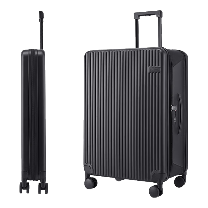 CONWOOD Foldable Travel Suitcase, Spinner Luggage, TSA Approved Trolley Case, Space-Saving PC243 Cool Black, 20 Inches