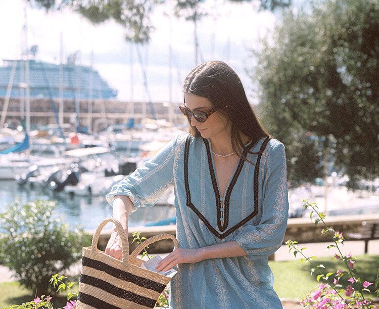 AtlanticBeach New French Style Seaside Vacation Dress Women Autumn Loose V-Neck Embroidered Mid-Length Cover-Up Sun Protection Wrap Dress 1