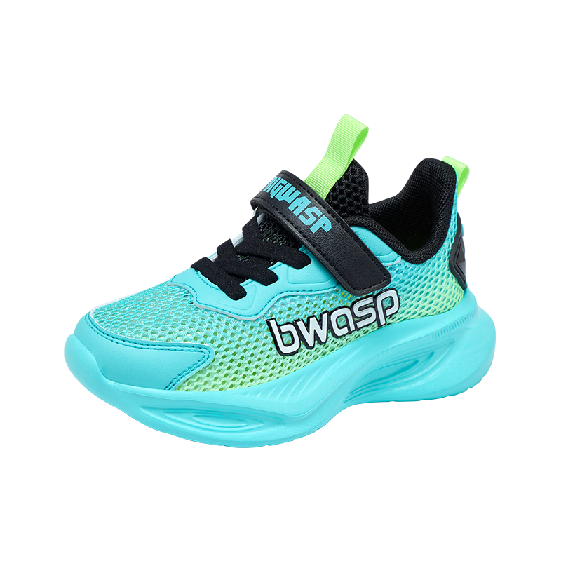 BIG WASP Boys Summer Sports Shoes Breathable Kids Running Shoes D112621683K Lake Blue Green (Single Mesh) Size 39