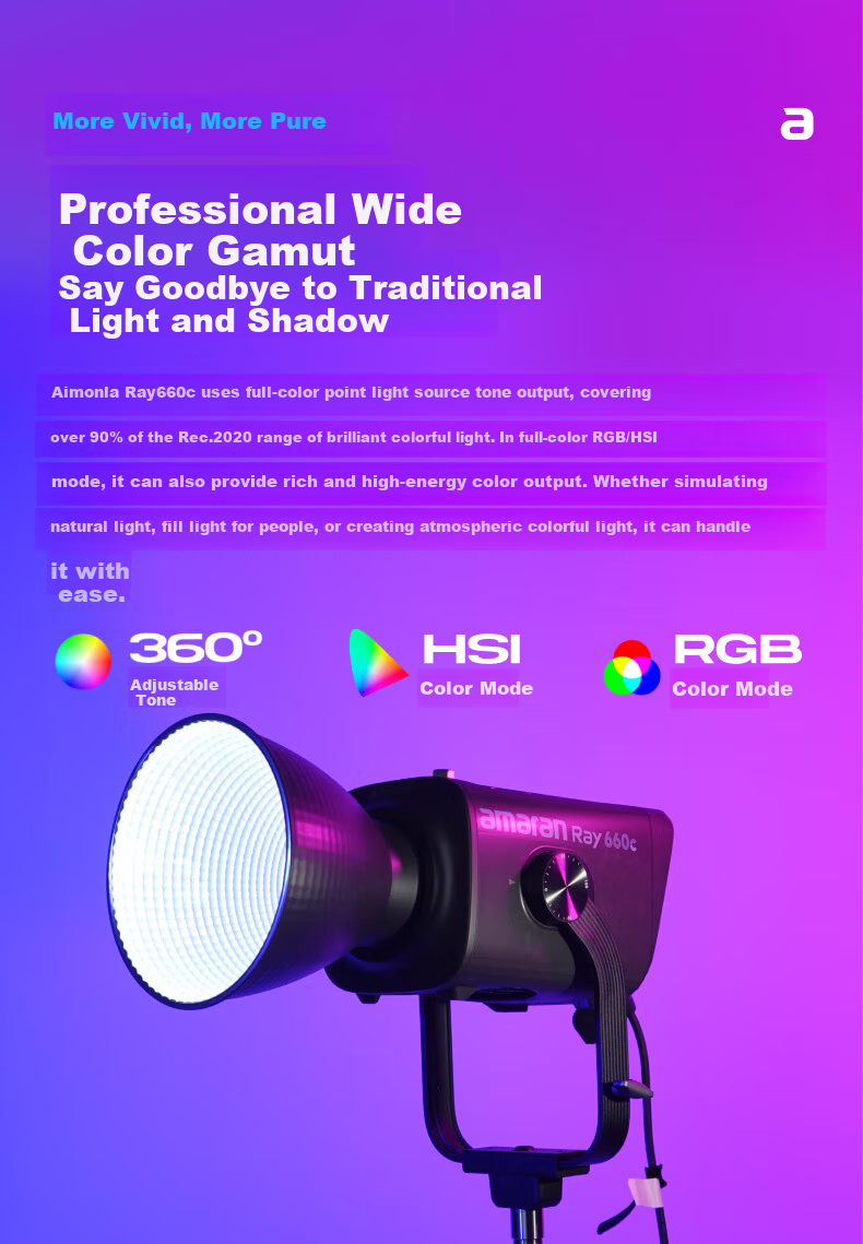 Aputure Amaran Ray 660c RGB Professional Live Streaming Video Fill Light 660W Photography Continuous Lighting Studio Light 8